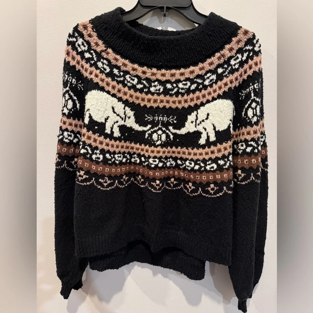 Free People Nellie sweater with elephants size large - Picture 10 of 10